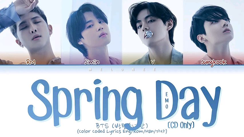 ภาพปกอัลบั้มเพลง BTS Spring Day (V Demo) Lyrics (방탄소년단 뷔 봄날 가사) Color Coded Lyrics Eng Rom Han 가사